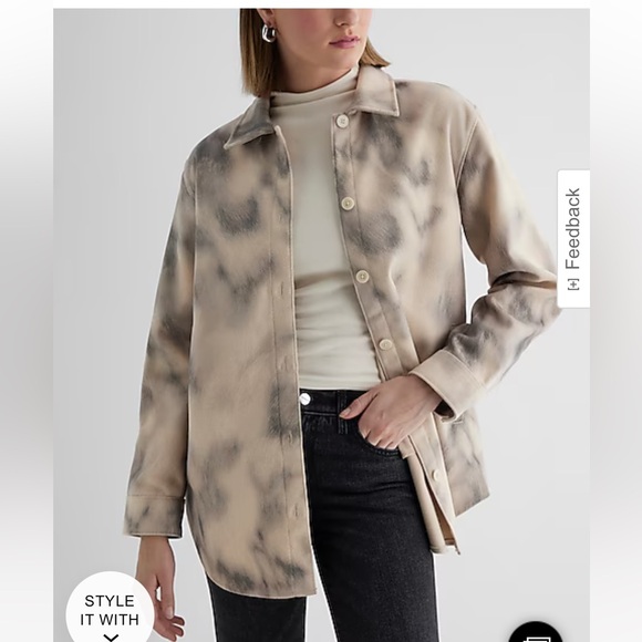 Express Jackets & Blazers - Express Printed Brushed Twill Shacket NWT size XL